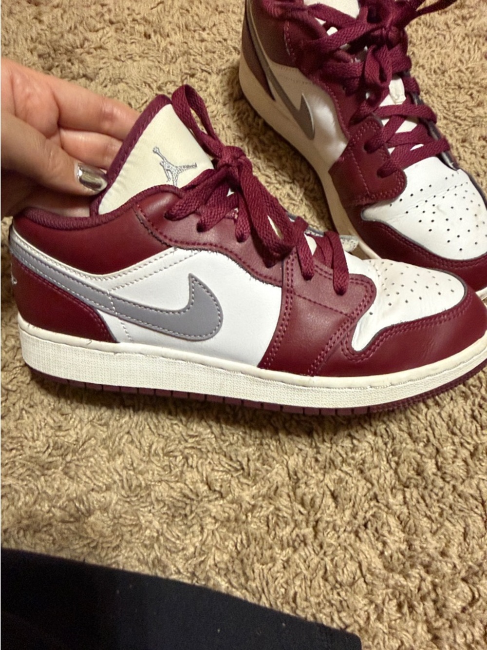 Nike Jordans Sneakers in Maroon, White & Gray